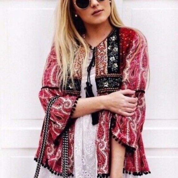 Zara Jackets & Blazers - Zara embroidered festival velvety jacket blogger